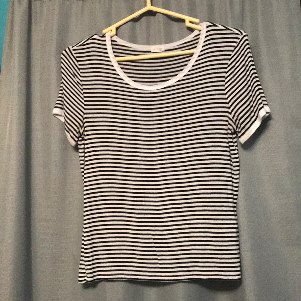 White and black striped top